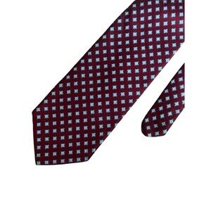 BROOKS BROTHERS 346 Men's Silk Necktie Burgundy Geometric Tie Designer Luxury